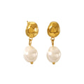 Titanium Steel Irregular High-grade Pearl Earrings For Women - Norellé