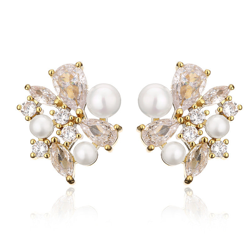 Freshwater Pearl Zircon Earrings Drop-shaped - Norellé