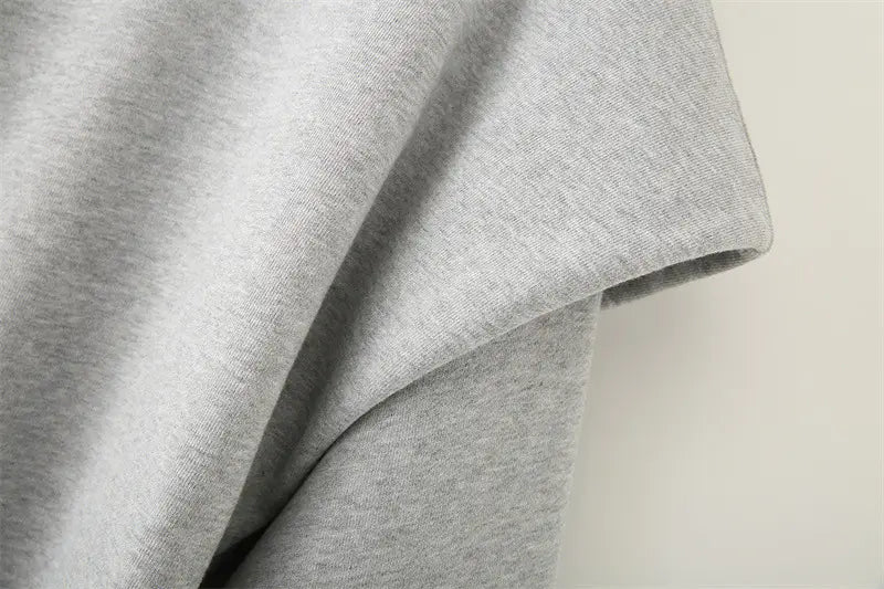 Solid Color Pleated Heavy Fabric Round Neck Long Sleeve Sweater