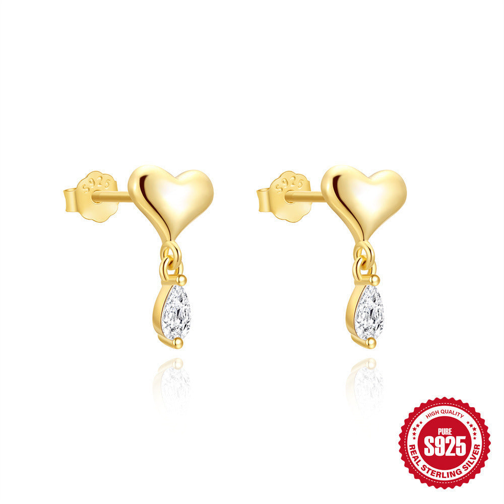 Loving Heart In Sterling Silver Horse Eye Zircon Pendant Earrings - Norellé