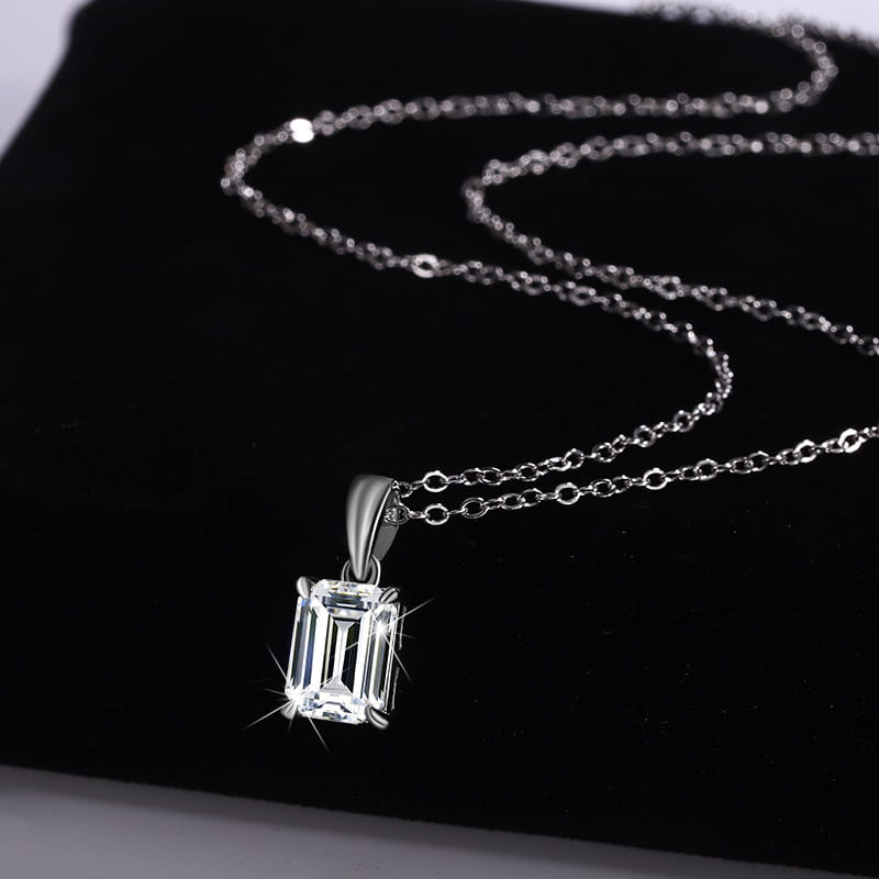 Sterling Silver Rectangular Pendant Clavicle Chain