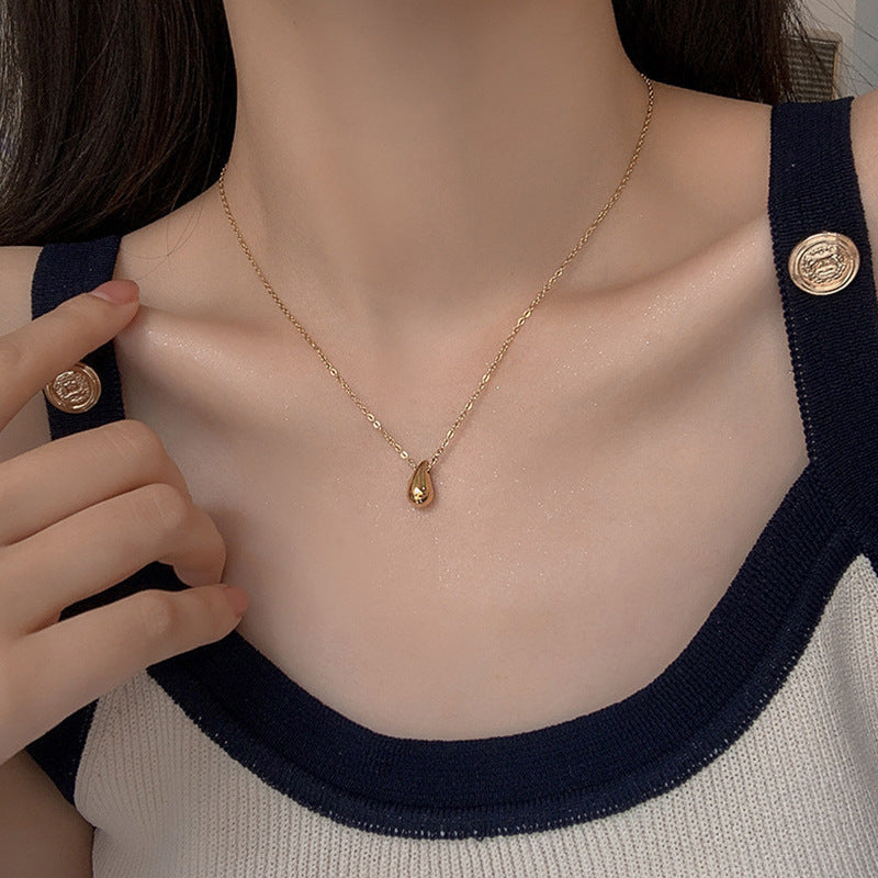Minimalist New Small Water Drop Titanium Steel Necklace For Women - Norellé