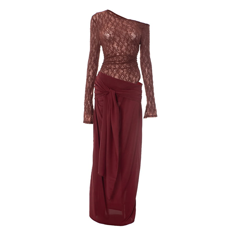 Women’s Mesh One-piece Dress Solid Color