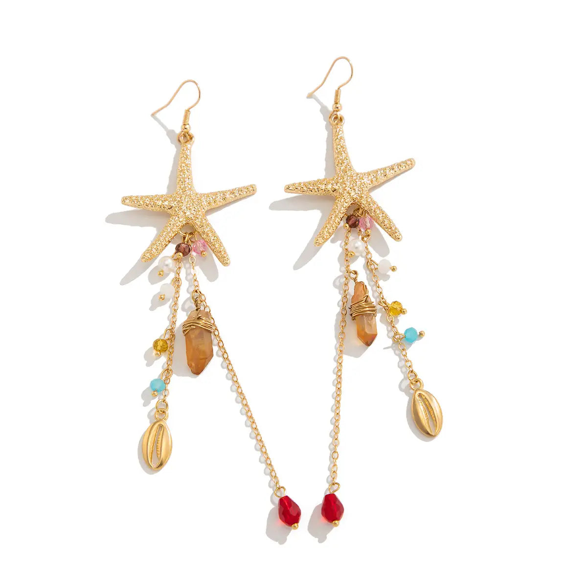 Holiday Beach Starfish Jellyfish Metal Alloy Earrings