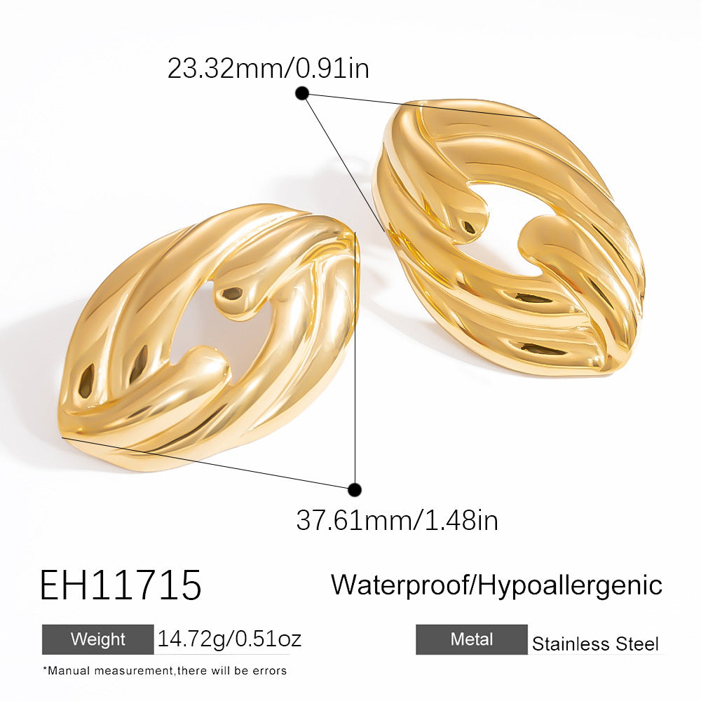 Stainless Steel High-grade 18K Real Gold Irregular Earrings - Norellé