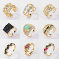 Retro Gemstone Affordable Luxury Fashion Open-end Personality Ring - Norellé