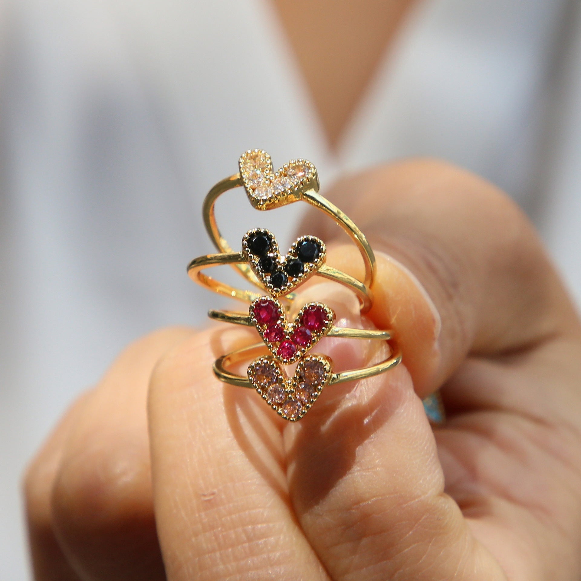 Brass 18K Gold Plated Color Zirconium Love Women's Ring - Norellé