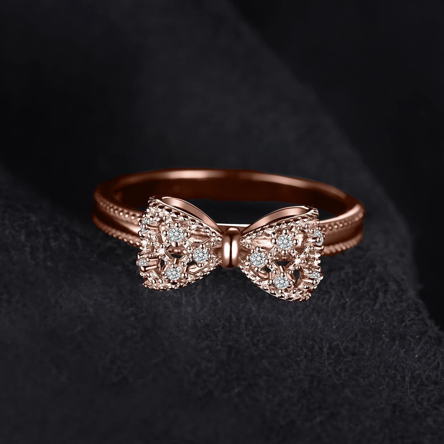 Three-dimensional Bow Ring Women's Rose Gold Simple - Norellé