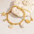 Ocean Style Shell Pendant 18K Gold Titanium Steel Bracelets - Norellé
