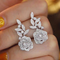 Flower Rose Earrings For Women Shiny - Norellé