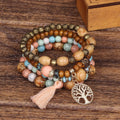 Multi-layer Wooden Bead Beaded Bracelet Elastic Bracelet - Norellé