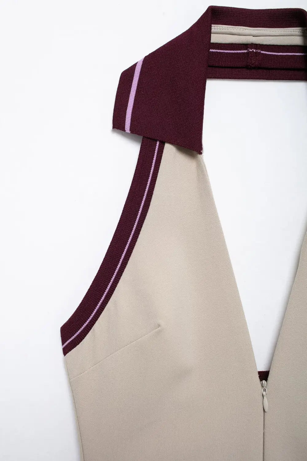 Women’s Stitching Stripe Decorative Rib Halter Dress