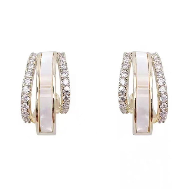 Double Circle Shell Delicate Earrings