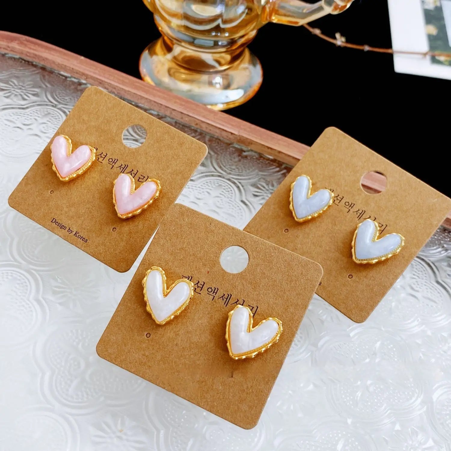 Fruit Color Love Heart Stud Earrings