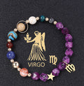 Twelve Constellations Bracelets Natural Stone Hemp Stone Cut Surface Eight Planets - Norellé