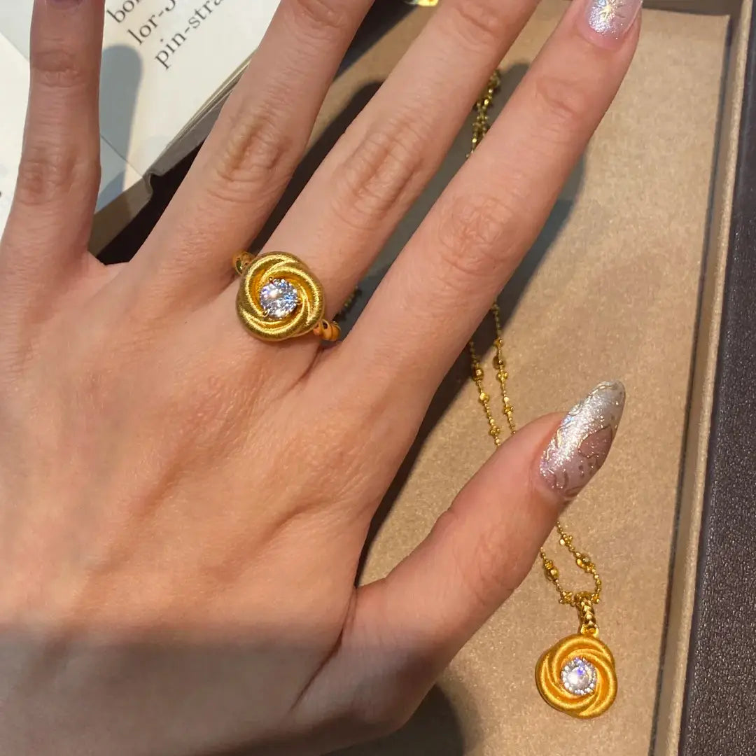 Romantic Eternal Love Mobius Brushed Rose Pendant