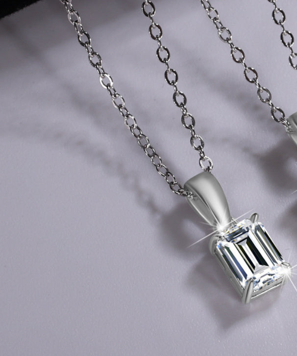 Sterling Silver Rectangular Pendant Clavicle Chain - Norellé
