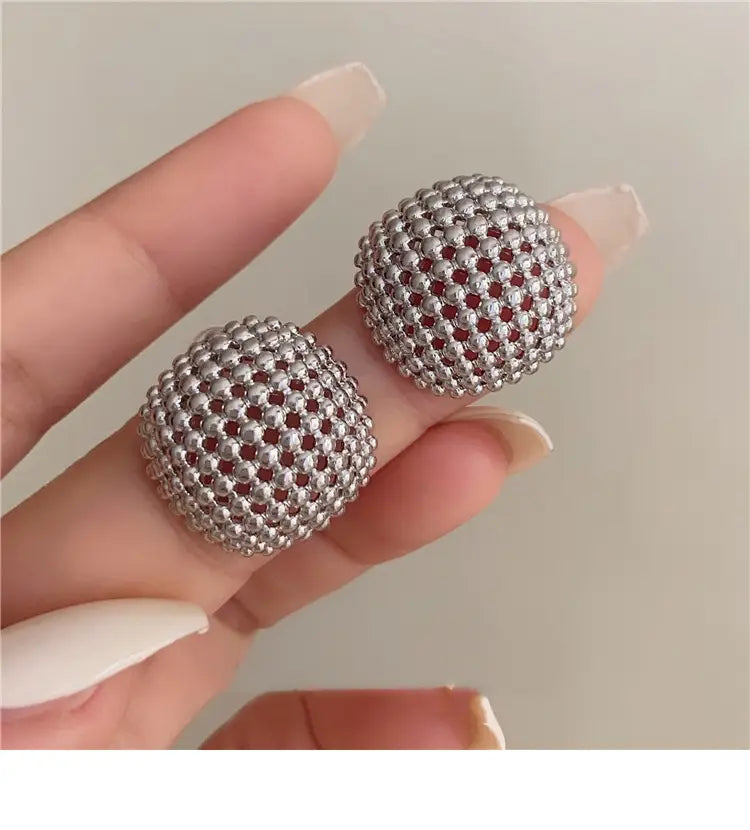 Hollow Mesh Metal Square Stud Earrings