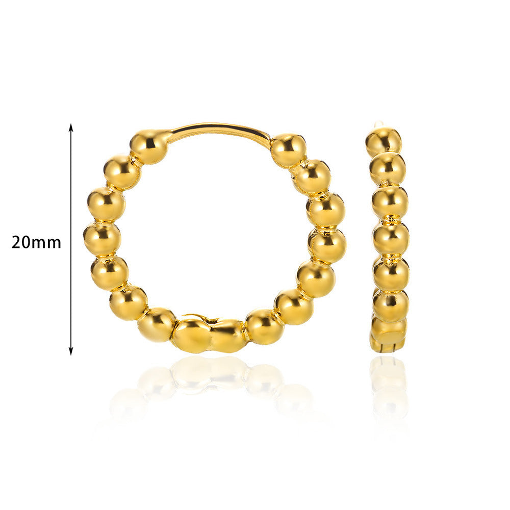 European And American Fashion 18K Gold-plated Square Inlaid Fashion Sense Titanium Steel Earrings - Norellé