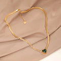 Green Heart Zircon Personality Cuban Link Chain Simple Fashion Necklace - Norellé