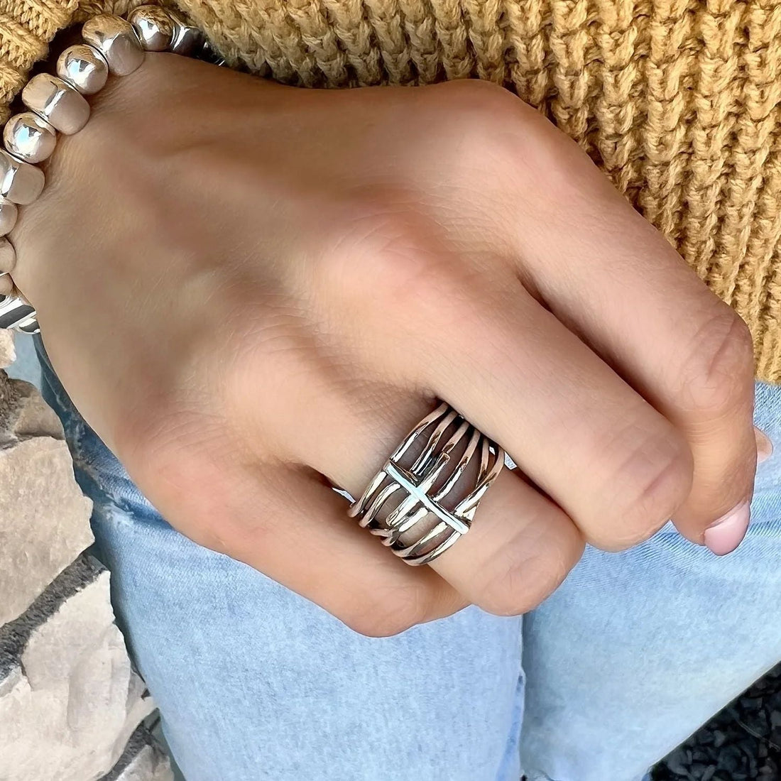 Women's Vintage Cross Love Ring - Norellé