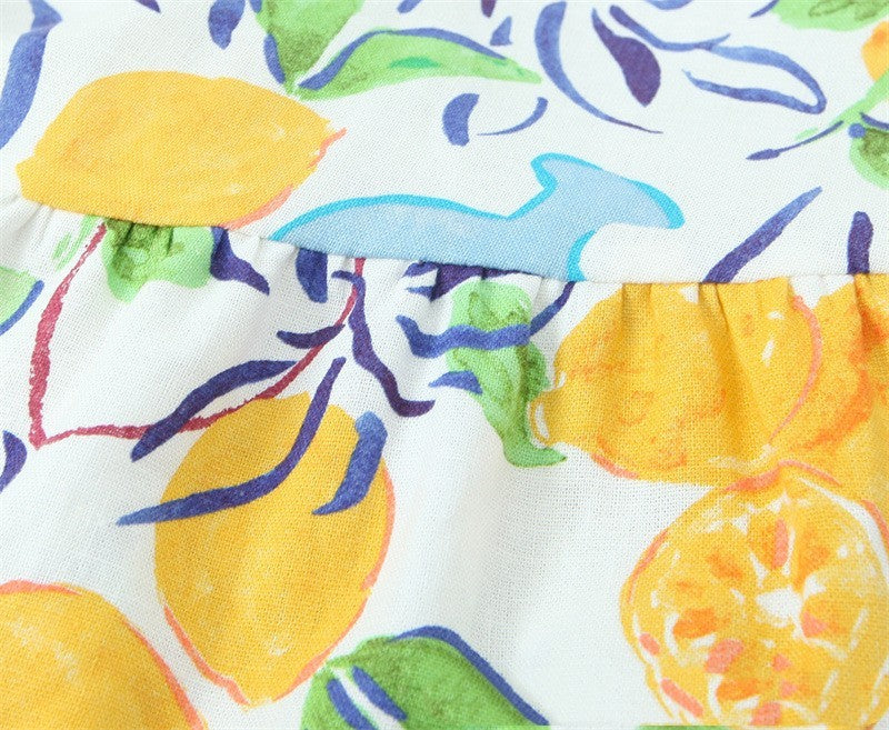 Blended Linen Printing Midi Skirt Dress - Norellé