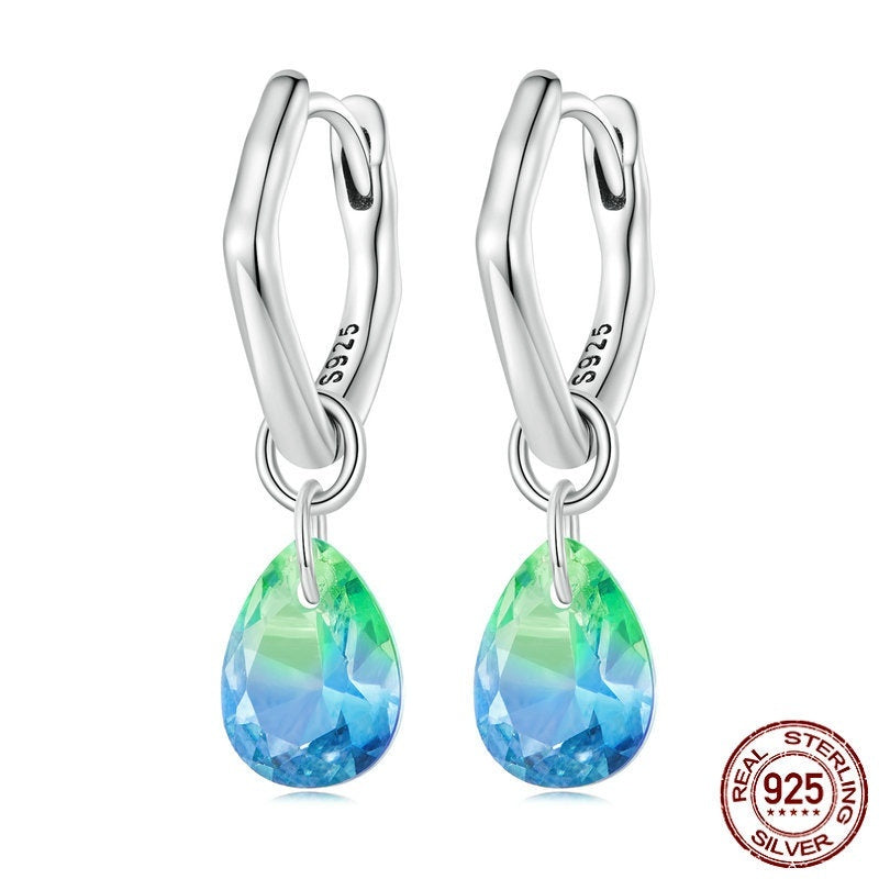 Sterling Silver S925 Water Drop Earrings Simple Gradient - Norellé