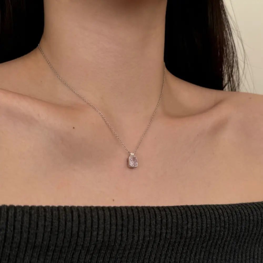 S925 Sterling Silver Necklace Women’s Advanced Oval Water Foam 8A Heart-shaped Zircon Flower Horse Eye Clavicle Chain