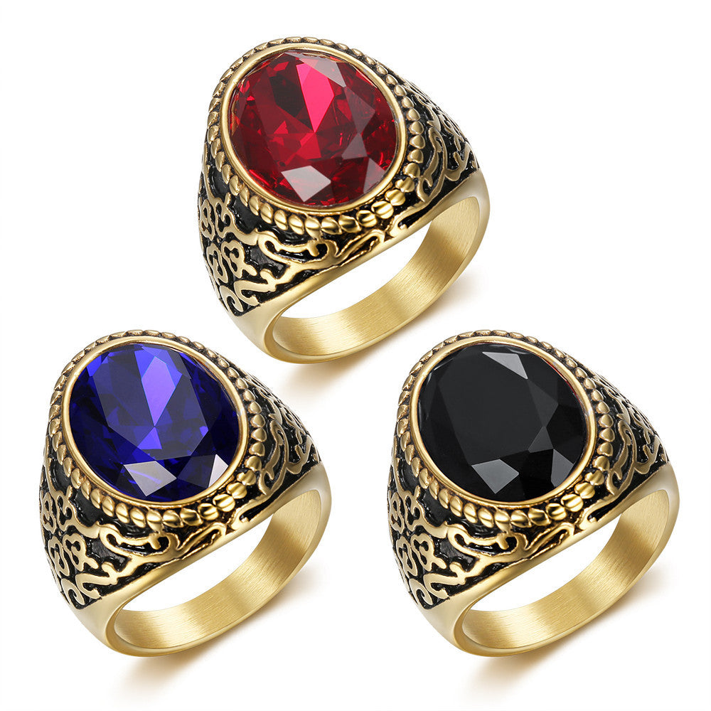 Creative Retro Quality Ins Style Fashion 18K Real Gold Gemstone Ring - Norellé