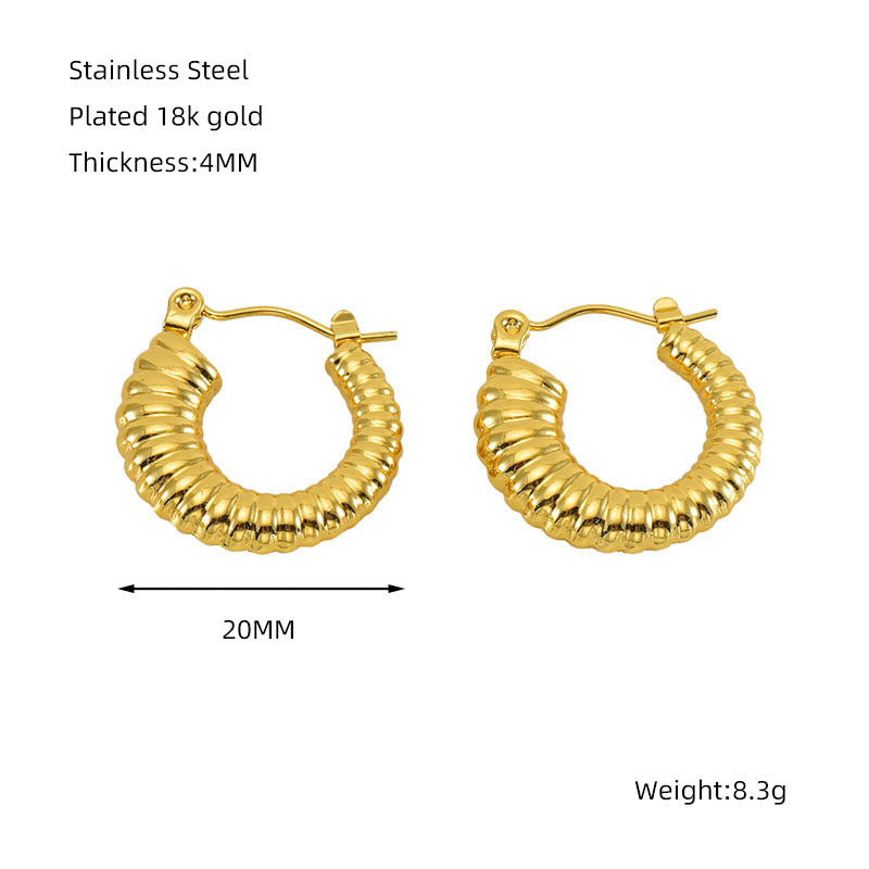Titanium Steel Round Twist Stud Earrings High Sense - Norellé