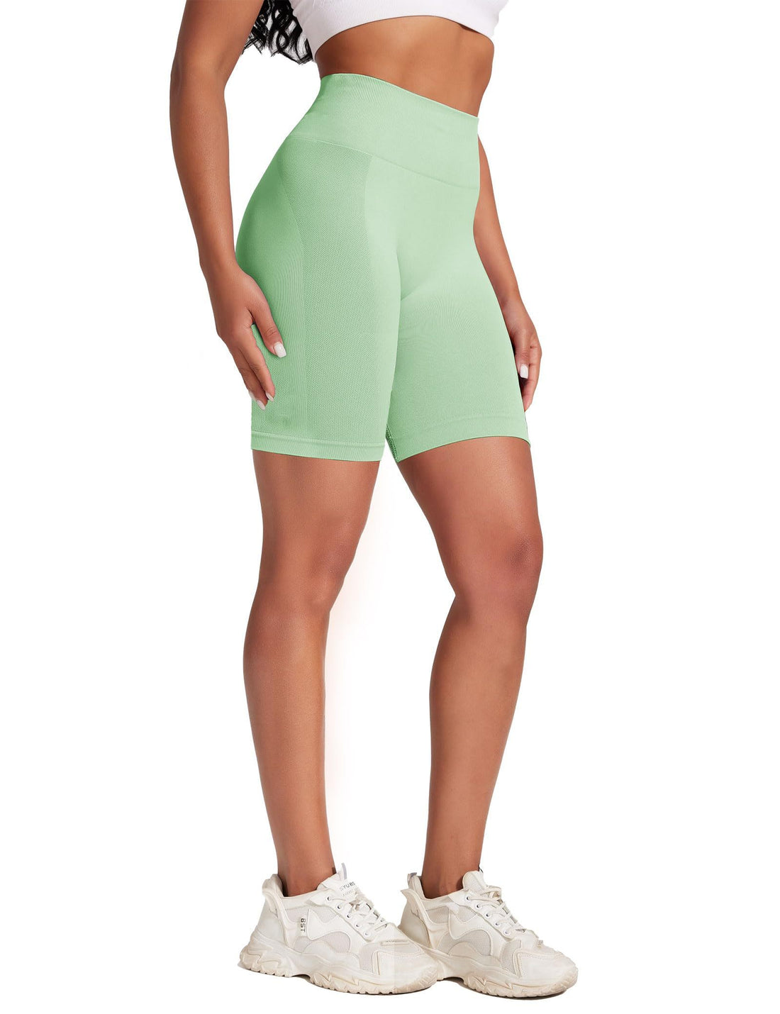 Yoga Pants - Five Points High Waist Seamless Solid Color Light Green - Norellé