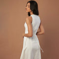 Sleeveless Round Neck Multi-button Strap Casual Dress - Norellé