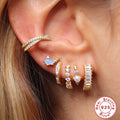 Sterling Silver Earrings Square Colorful Crystals - Norellé