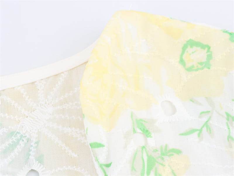 Printed V-neck Puff Sleeve Dress