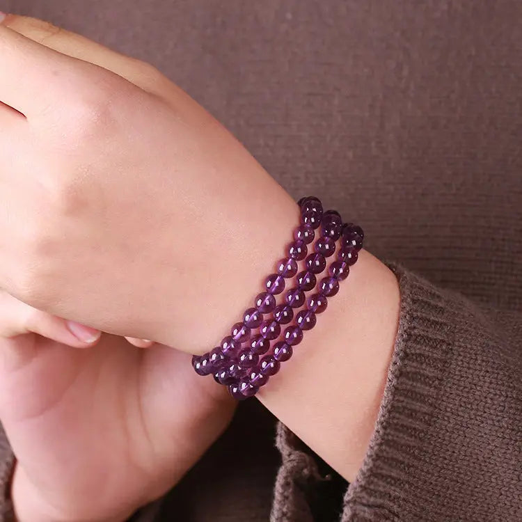 Natural Uruguay Three Rings Amethyst Bracelet - Norellé