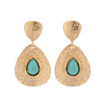 Drop-shaped Micro-inlaid Turquoise Pleated Ear Studs - Norellé