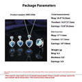 European And American Aquamarine Colored Gems Necklace Ear Stud Ring Women's - Norellé