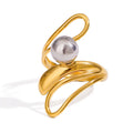 Color Matching Irregular Hollow-out Light Luxury French Steel Ball Open Ring - Norellé