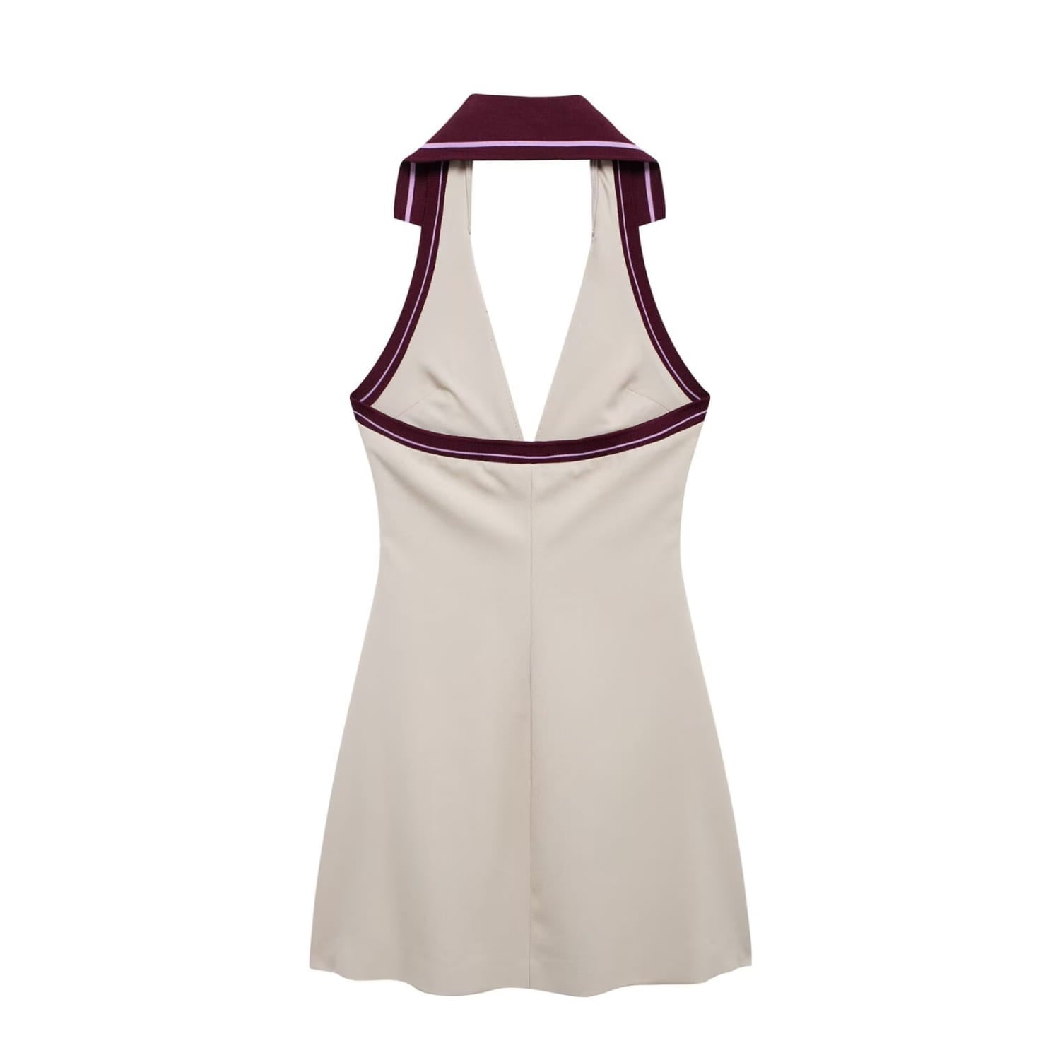 Women’s Stitching Stripe Decorative Rib Halter Dress