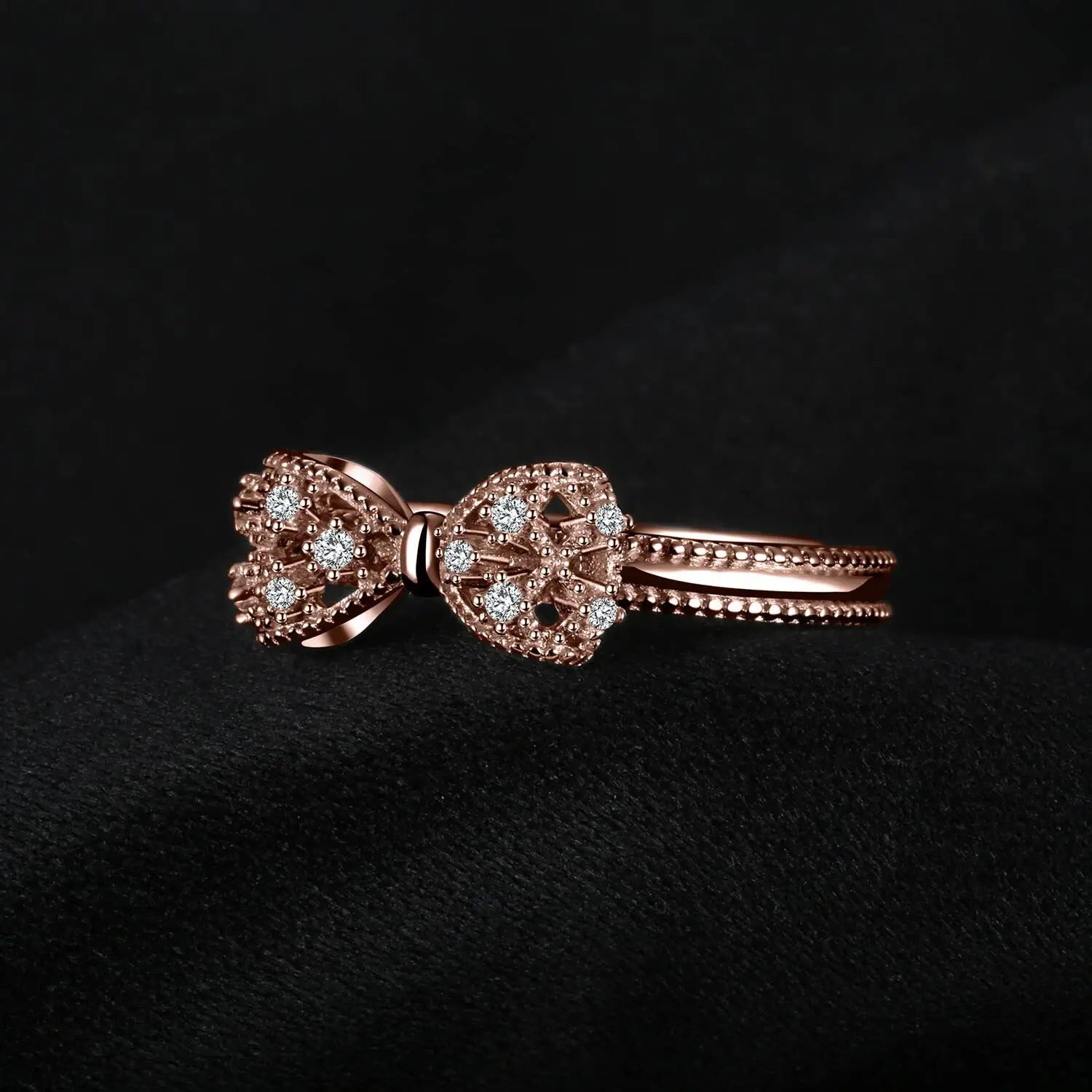 Three-dimensional Bow Ring Women’s Rose Gold Simple