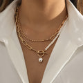 Retro Style Personality Pearl OT Buckle Necklace - Norellé