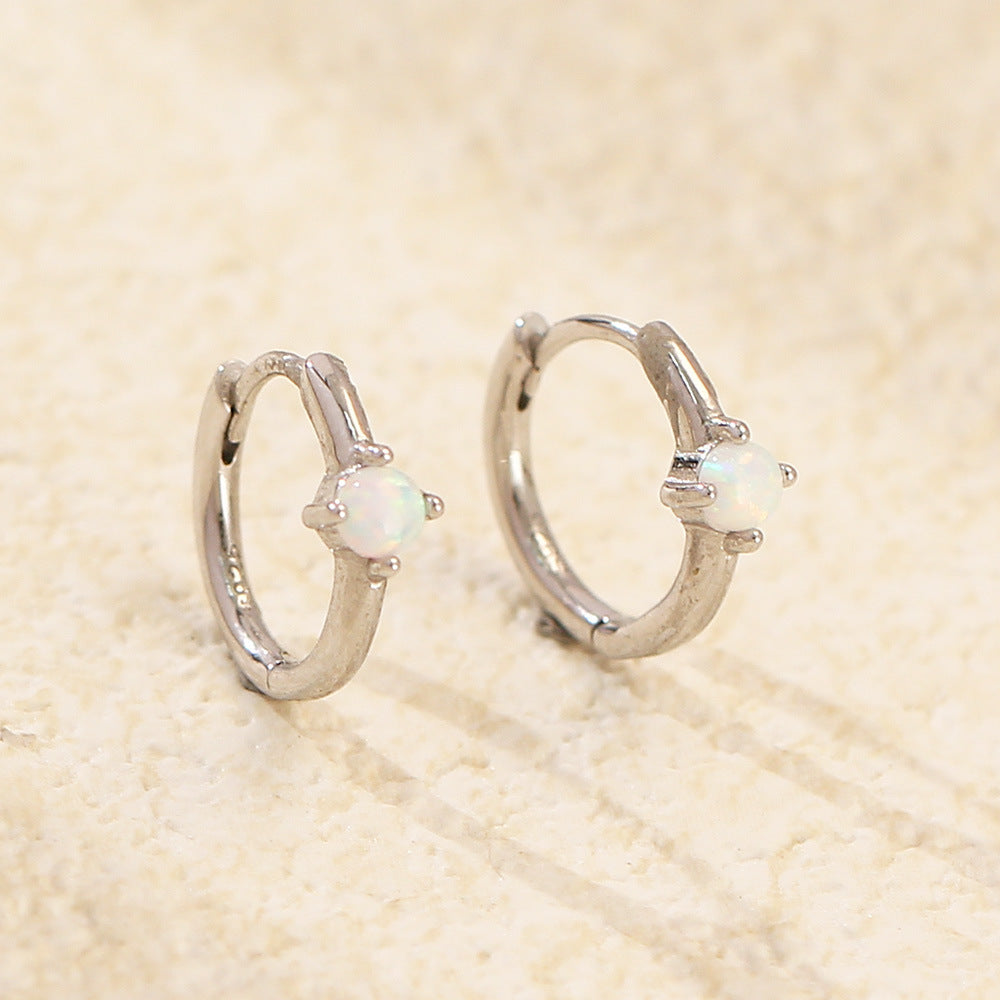 S925 Silver Ins Cold Style Opal Inlaid Ear Ring - Norellé