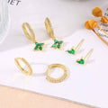 Green Inlaid Zircon Fashion Women's Earrings Three-piece Set - Norellé