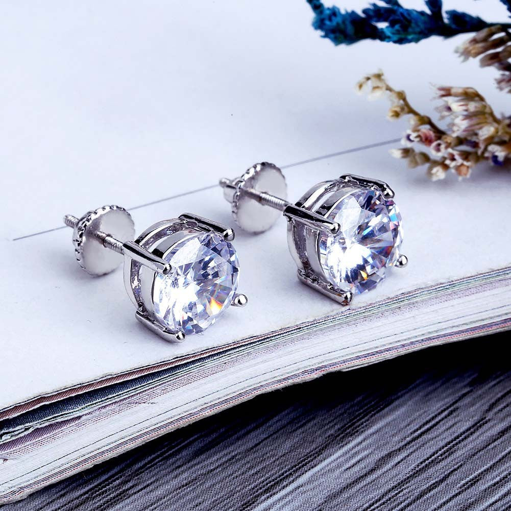 Gold-plated Micro-inlaid Round Zircon Ear Studs Earrings - Norellé