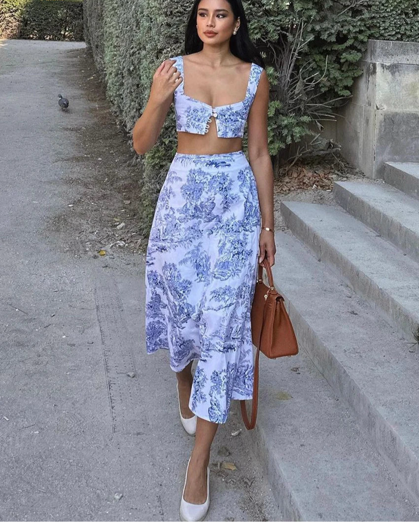 Slim Print Skirt Sets For Women 2 Pieces - Norellé