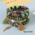 Multi-layer Wooden Bead Beaded Bracelet Elastic Bracelet Alluno