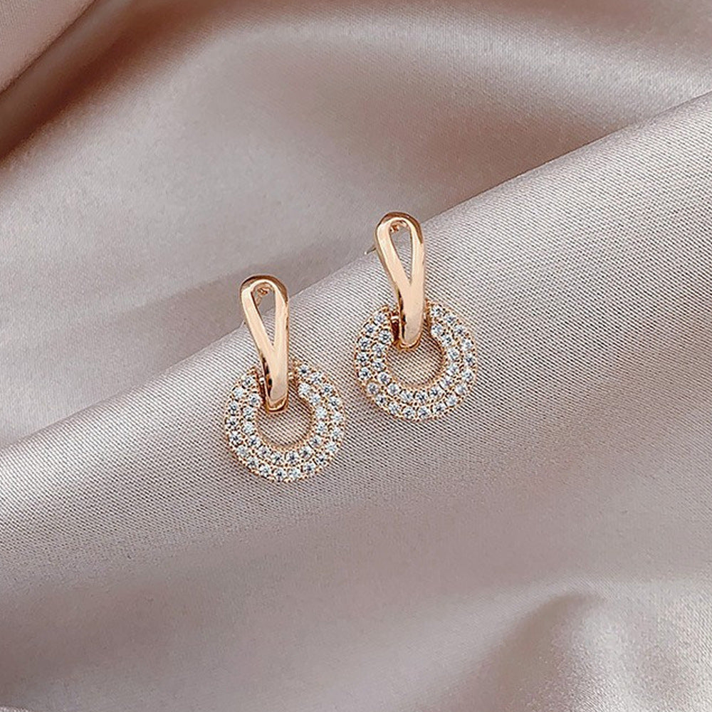Silver Needle Fashion High-grade Diamond Enamel Earrings - Norellé