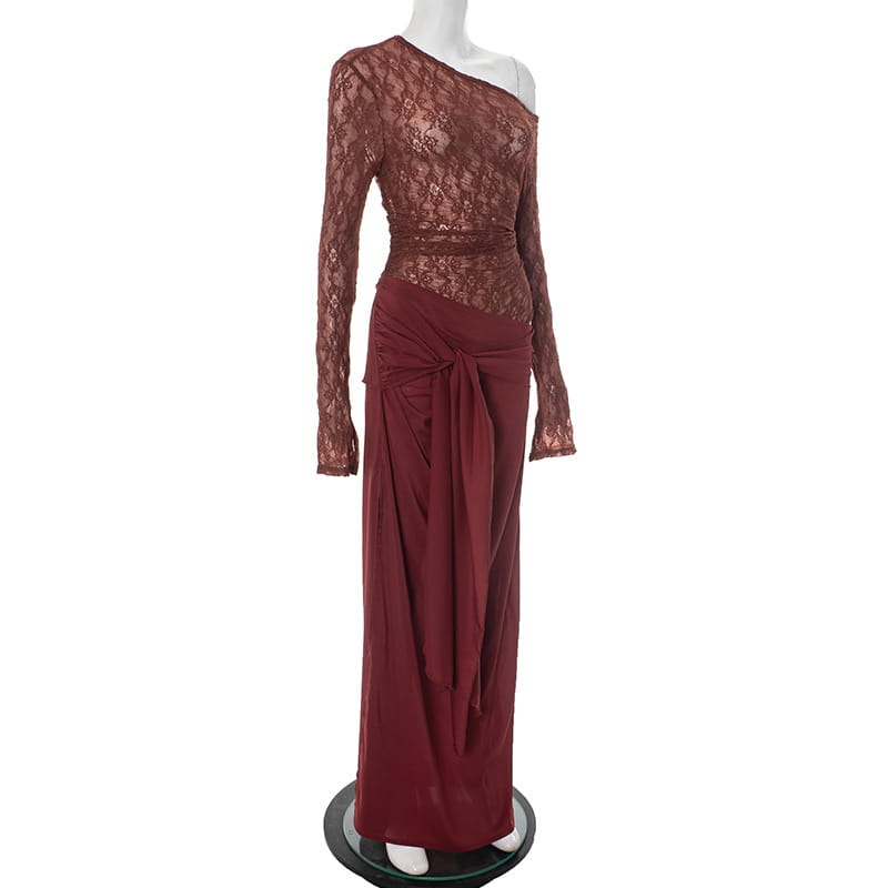 Women’s Mesh One-piece Dress Solid Color