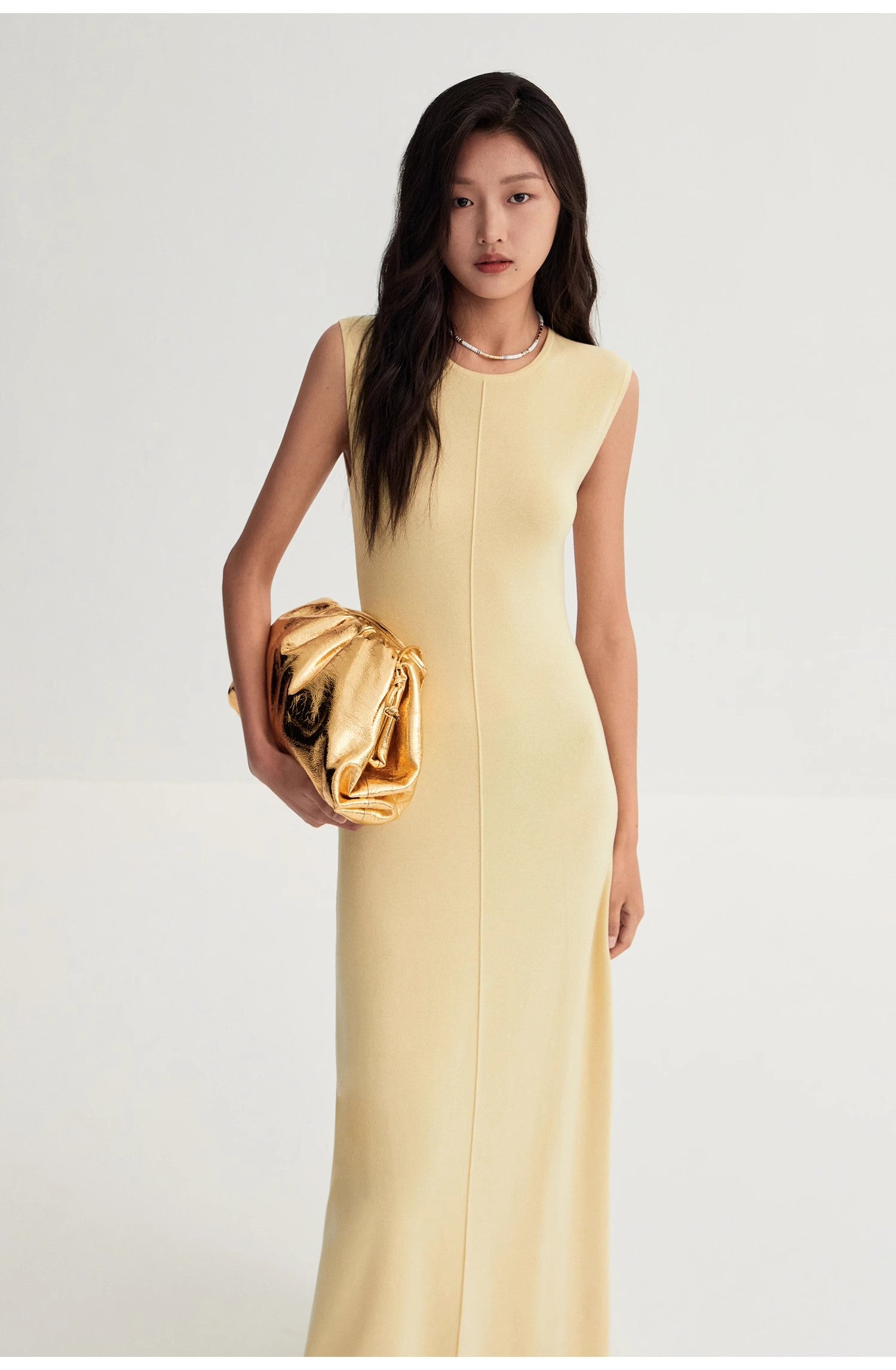 Limited Edition Baslan Merino Wool Extra Long Sleeveless Knit Dress - Norellé