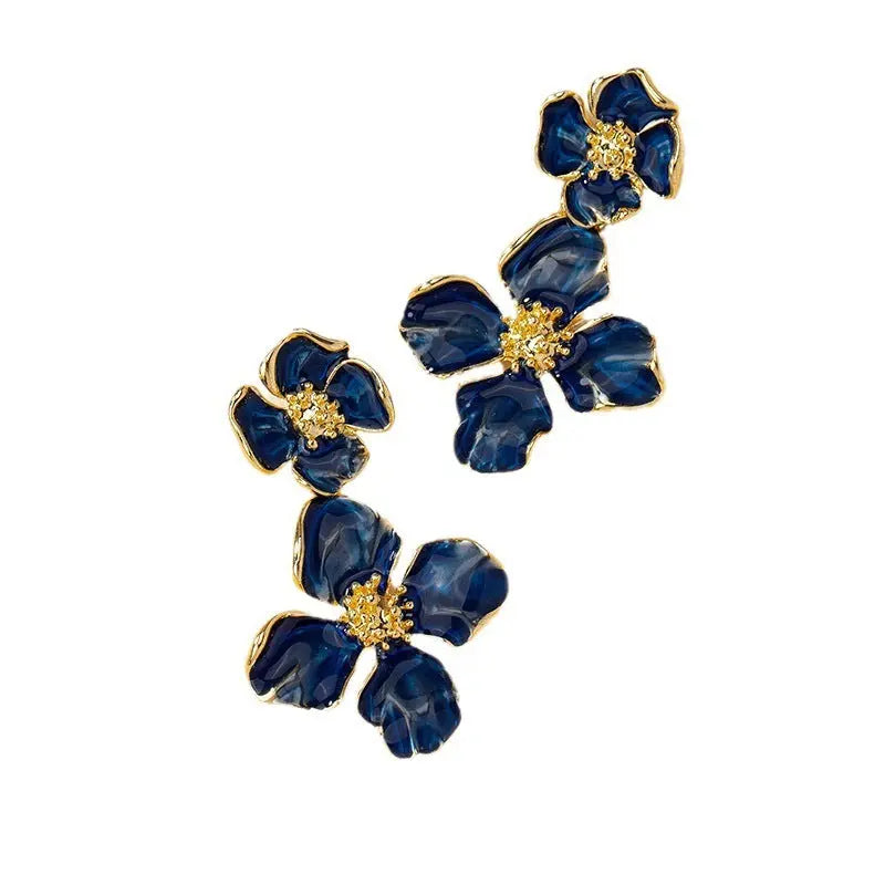 Fashion Temperament Enamel Drip Glazed Pairs Of Flower Stud Earrings - Norellé